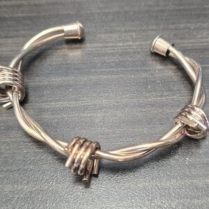 Rose Gold Twisted Knot Open Cuff Bracelet - Women Jewelry